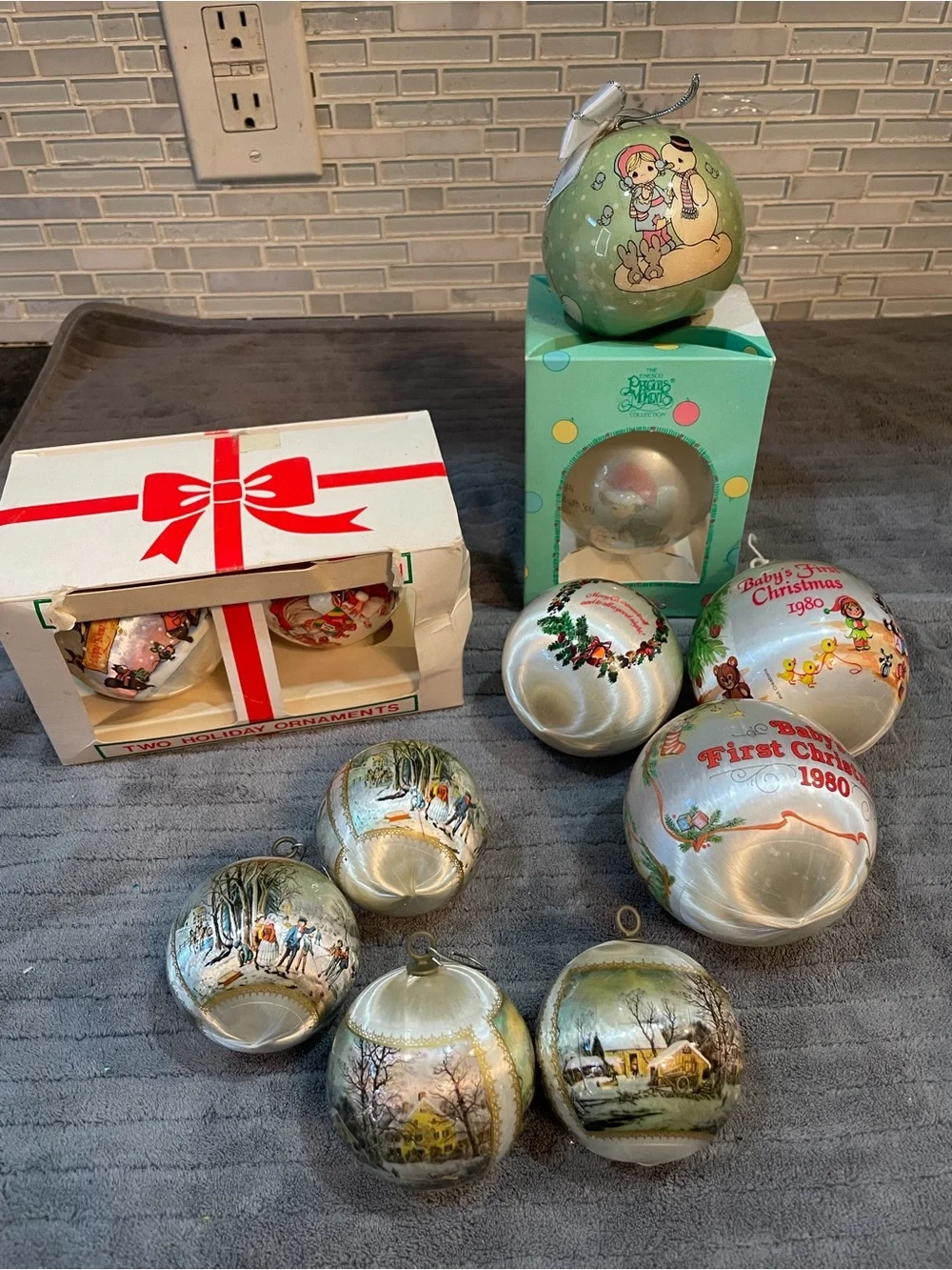 Vintage Silk Christmas Precious Moments Lot